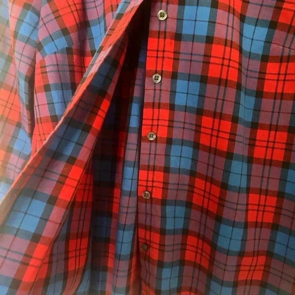 Women’s Talbots plaid button down in red, blue, purple, and black. Size Small P - Picture 8 of 11